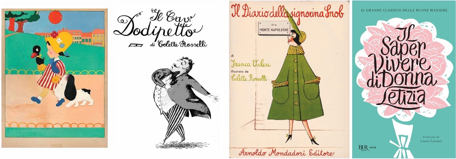 Scrittrice e pittrice italiana (nata a Losanna nel 1911), Colette Cacciapuoti nasce da un napoletano calvinista e un’inglese “orfana e dannunziana”, ereditando il nome dalla madrina, una signora francese molto nota nell’alta società. A 19 anni sposa un cugino dei fratelli Rosselli (due celebri giornalisti e attivisti dell’antifascismo italiano, a lungo in esilio a Parigi) e dopo l’esordio da giornalista sportiva sul quotidiano L’Espresso («da donna di pugilato non sapevo nulla, ma i miei articoli da tontolona piacquero»), nel 1941 inizia a scrivere e illustrare libri per bambini firmandosi Nicoletta con Il primo libro di Susanna, che avrà due seguiti e un extra. Il suo stile già modernissimo, ben lontano dal provincialismo e le leziosità dell’Italia dell’epoca, si mostra per vent’anni un raffinato miscuglio di poesia e sottile ironia, oltre a eleganti disegni su riviste americane come Vogue, Harper’s Bazaar e il prestigioso The New Yorker. Nel 1953 diventa celebre per la rubrica “Saper vivere” della rivista Grazia (dal 1978 sbarcata su Gente e ribattezzata “Vivere e convivere”), che Arnoldo Mondadori in persona le affida con lo pseudonimo Donna Letizia che la accompagnerà per oltre 30 anni («una maschera che non mi appartiene neppure tanto. Io sono tutt’altro che perfetta, sono distratta, pressappochista, scendo sulla terra soltanto quando c’è qualcosa che davvero mi colpisce»). Il successo dei suoi consigli alle donne nell’Italia dell’improvviso benessere è enorme e dura fino all’ottobre 1984, ormai in un’altra epoca. Come ha ben scritto Laura Laurenzi, «inventava prototipi come la signora Casachiesa e la signora Semprelesta, suggeriva un rimedio per ogni occasione, una formula magica per trarsi d’impaccio, una soluzione brillante per cadere miracolosamente in piedi. Invocava il buon gusto ancora prima del buon senso, sconsigliava alle signore di essere frivole, insegnava l’arte difficilissima della conversazione. E aveva ritmo». Imperdibili anche i disegni per Il diario della Signorina Snob dell’immensa Franca Valeri nel 1951, così come i suoi personaggi accanto a filastrocche inventate ad hoc (come “Il Cav. Dodipetto” e “La giraffa Genoveffa”). Dopo una Storia di Roma dell’amato Indro Montanelli, sposato nel 1974 dopo 25 anni di convivenza («M’invitò a pranzo, io dissi “meglio a cena” e non ci lasciammo più»), stanca di essere «l’illustratrice più sottopagata», concentrò l’attività in piacevolissimi libri di galateo e memorie, con la grazia che non l’abbandonò nemmeno in tarda età. Come spiegò una volta, «A me piace l’umorismo, mi piace sorridere anche di me stessa, e trovo che sia un esercizio utilissimo considerare lucidamente i propri errori, non per moralismo, ma perché è l’unico modo per non invecchiare nell’amarezza, nell’acidità, inveendo contro il nostro prossimo o il nostro destino». Alla vigilia dei 30 anni dalla morte (nella primavera 1996), resta una donna la cui testimonianza non ha perso un grammo di validità.