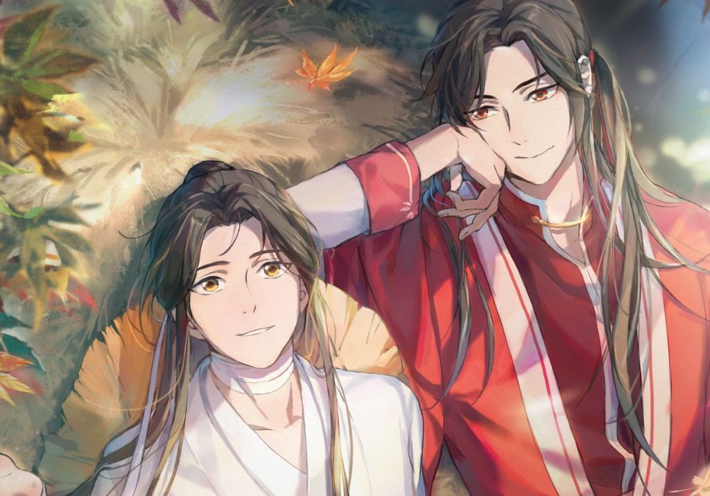 due ragazzi disegnati in stile manga in abiti antichi cinesi